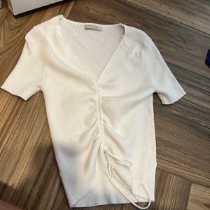 white tee with laces